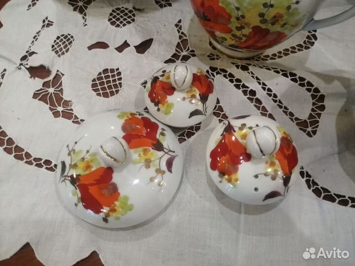 Чайный сервиз цветы юга, ручная роспись, лфз