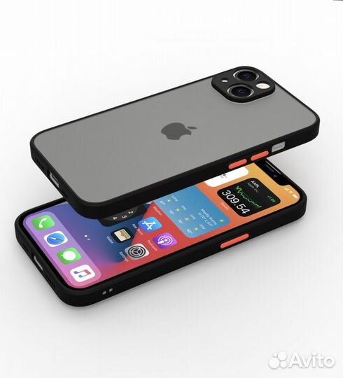 Чехол для iPhone 13 черный Матовый чехол Айфон 13