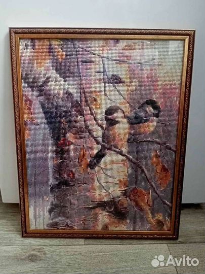 Картина алмазная мозаика. Готовая. Синички