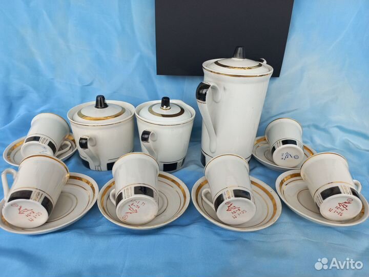 Кофейный сервиз Чёрное и белое. Фарфор, авангард