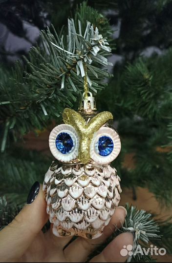 Новогодние ёлочные игрушки Совы (набор 4 шт)