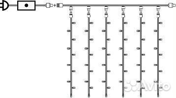 Гирлянда занавес уличный каучук 600 LED, 3 на 3 м