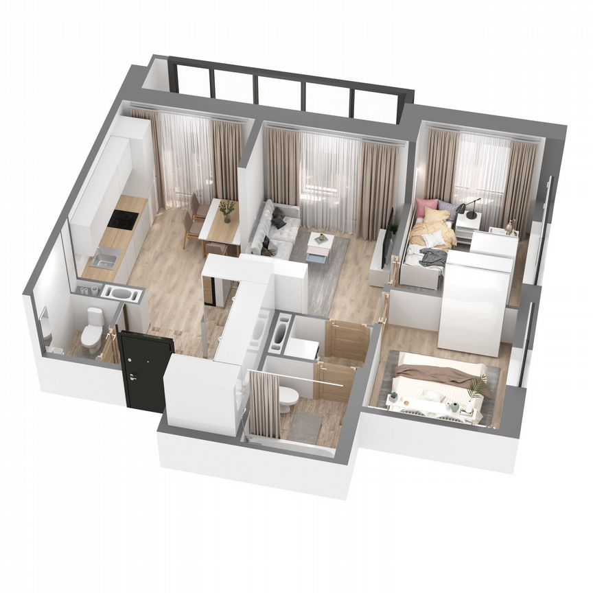 2-к. квартира, 56,6 м², 18/23 эт.