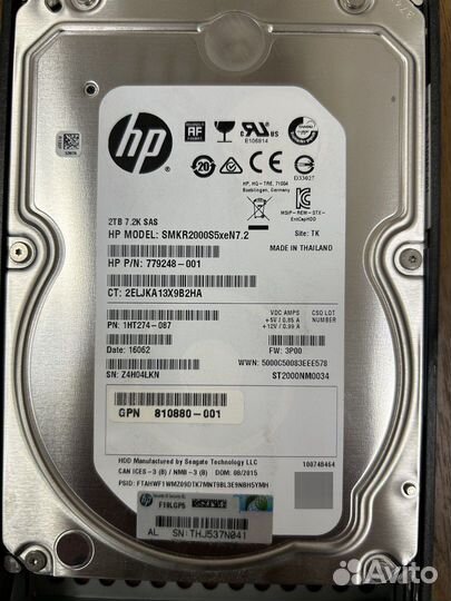 HPE SAS 4Tb/2Tb/ SSD1.92Tb