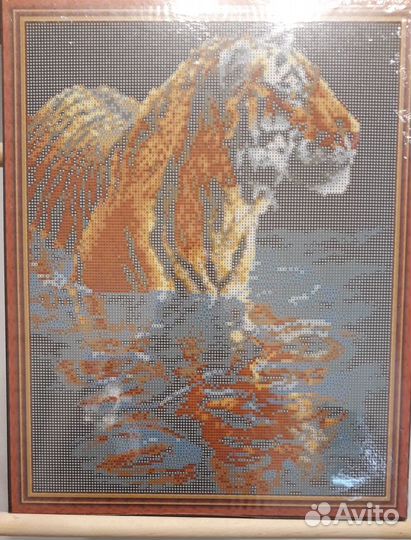 Алмазная мозаика Большой тигр в реке 40x50