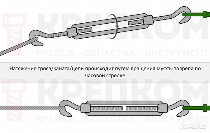 Талреп М12 крюк-крюк DIN 1480 А4