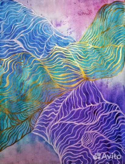 Картина-плакат абстракция линиями 30*40