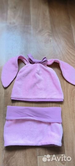 Шапка и снуд для девочки с ушами