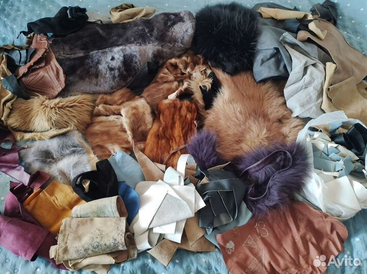 Обрезки меха и кожи большой пакет