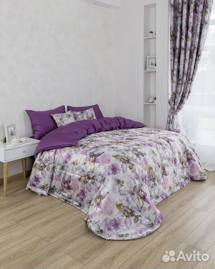 Покрывало Жардин сирень новое плед на кровать