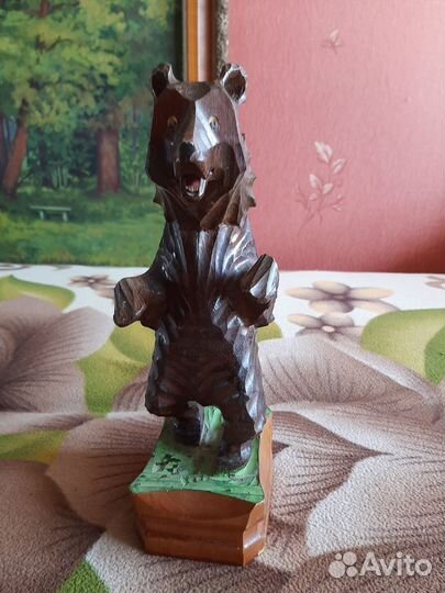 Деревянная статуэтка медведь винтаж (СССР)