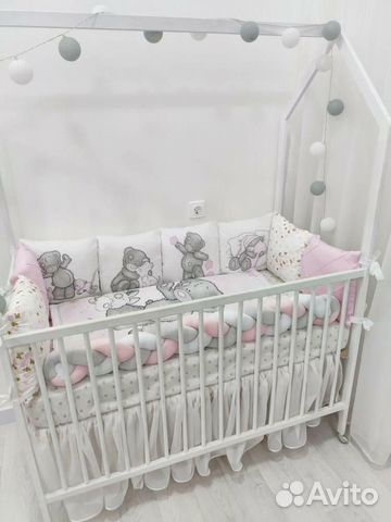 Новые бортики из сатина с косичкой в кроватку