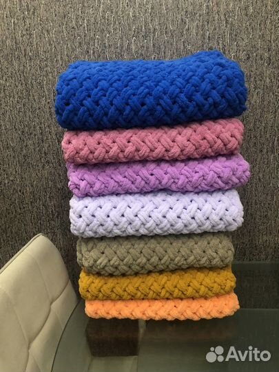 Вязаный детский плед, плюшевый плед, на выписку