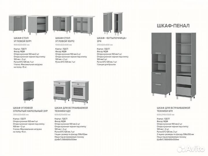 Кухня Афина айс Шкаф 6ув2 корп белый, фасад 6ув2