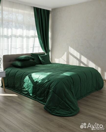 Покрывало бархат Беллиссимо изумруд