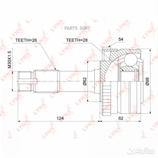 Lynxauto CO3891A шрус внешний перед прав/лев