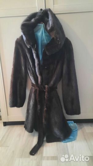 Шуба норковая с капюшоном 44 46