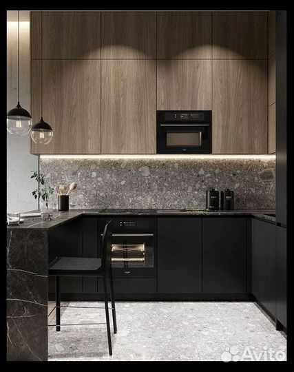 Кухня угловая с барной стойкой