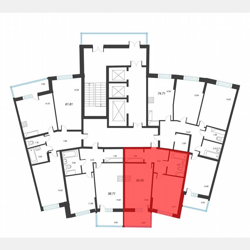 1-к. квартира, 42,1 м², 20/22 эт.