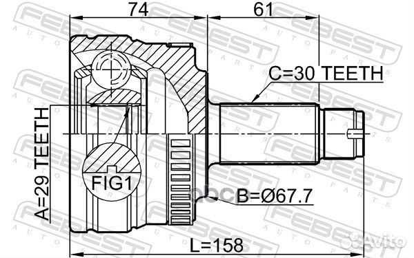 Шрус наружный задний 29x67.6x30 land rover Range