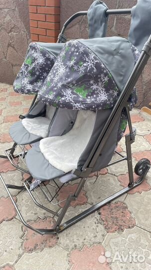Санки коляска для двойни/близнецов
