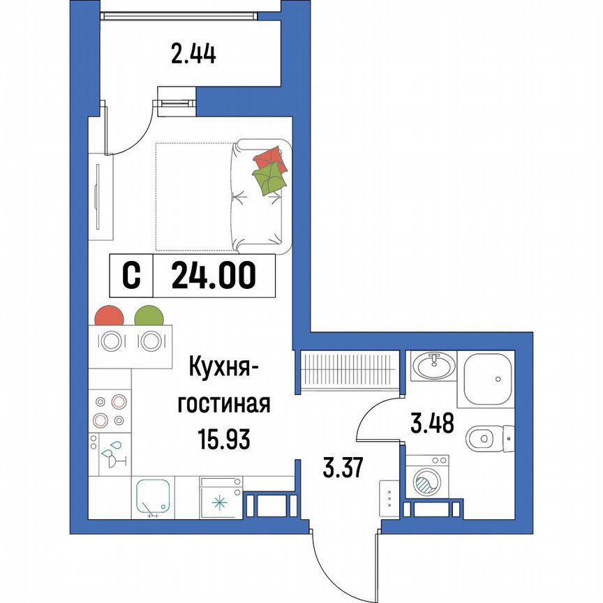 Квартира-студия, 24 м², 10/16 эт.