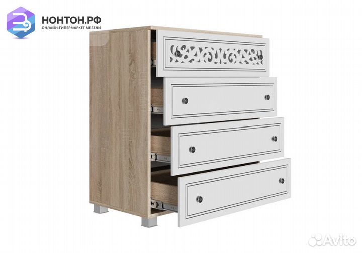 Комод Мадлен дуб сонома светлый / ясень белый эмал