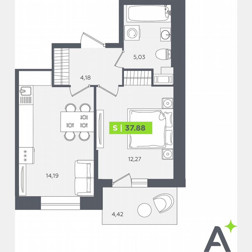1-к. квартира, 37,9 м², 10/12 эт.