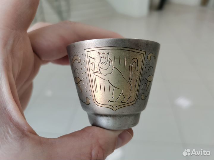 Стопки львы тигры серебро 875 СССР позолота