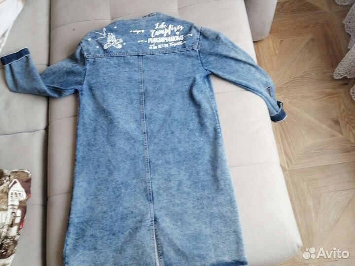 Плащ тренч джинсовый