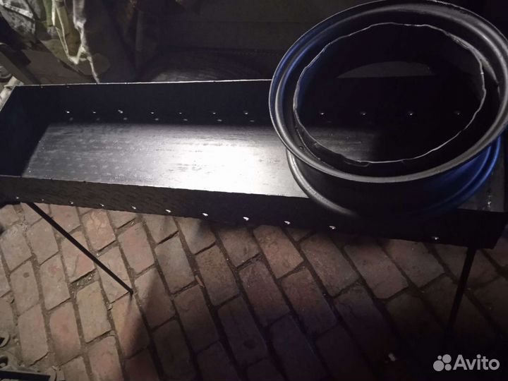 Мангал длинный из железа 4 мм с печью под казан