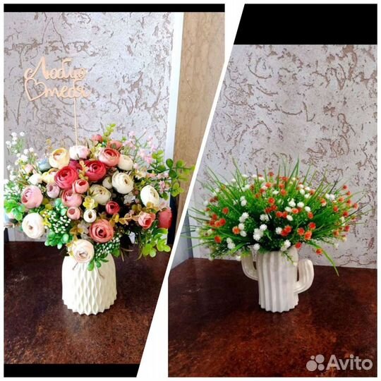 Интерьерная композиция из искусственных цветов