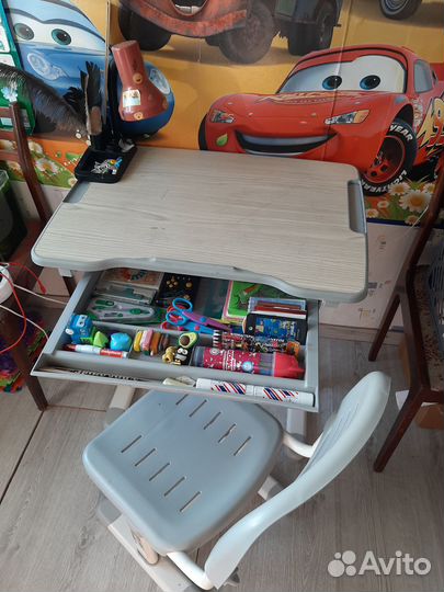 Растущие антиблик парта и стул 3-10 лет 125-170 см