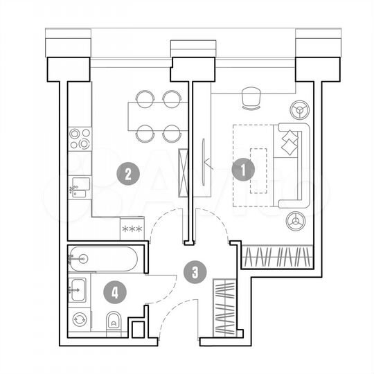 1-к. апартаменты, 35,7 м², 6/36 эт.
