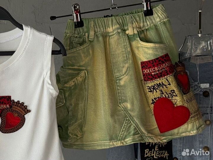 Джинсовая юбка с шортами для девочки 110-152/158