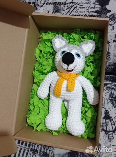 Вязанная игрушка Собачка Хаски