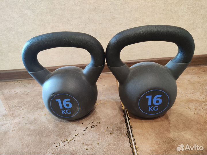 Гири чугунная обрезиненная 16 кг 2 щт