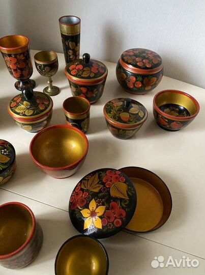 Посуда хохлома ложка шкатулка поднос