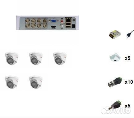 Комплект видеонаблюдения HiWatch 5 камер с техноло
