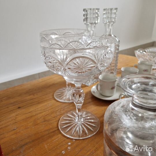 Хрустальная СССР посуда, бакал, ваза, кружки