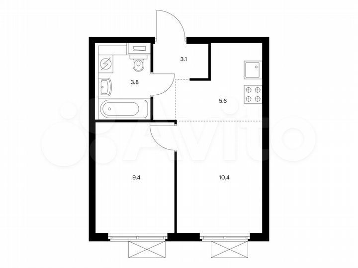 2-к. квартира, 32,3 м², 13/15 эт.