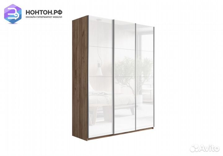 Шкаф-купе 3-х створчатый Прайм крафт табачный / бе