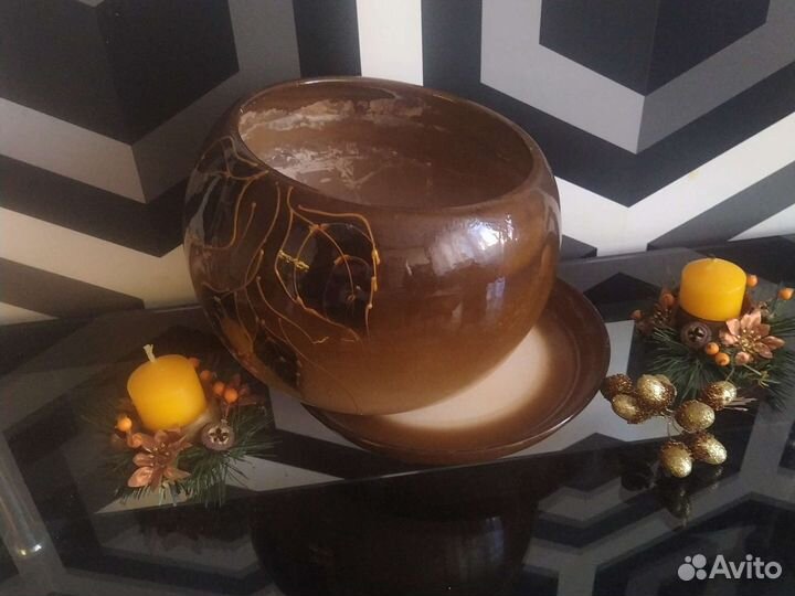 Горшок кашпо керамический для цветов с поддоном