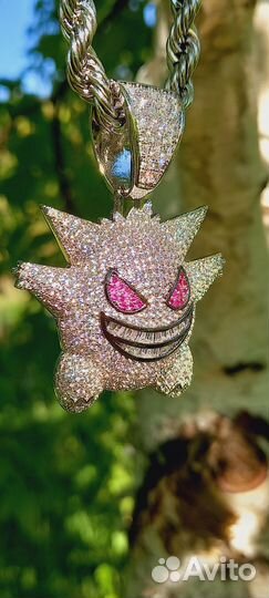 Подвеска Покемон генгар,ретро кулон с цирконом