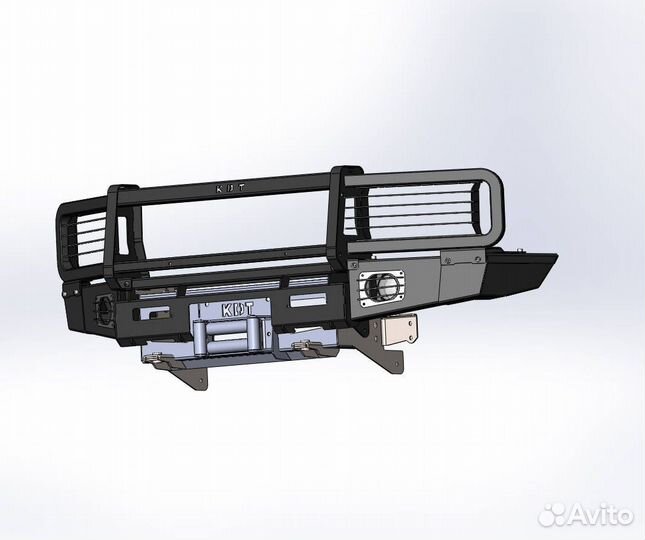 Передний силовой бампер с кенгурином алюминиевый