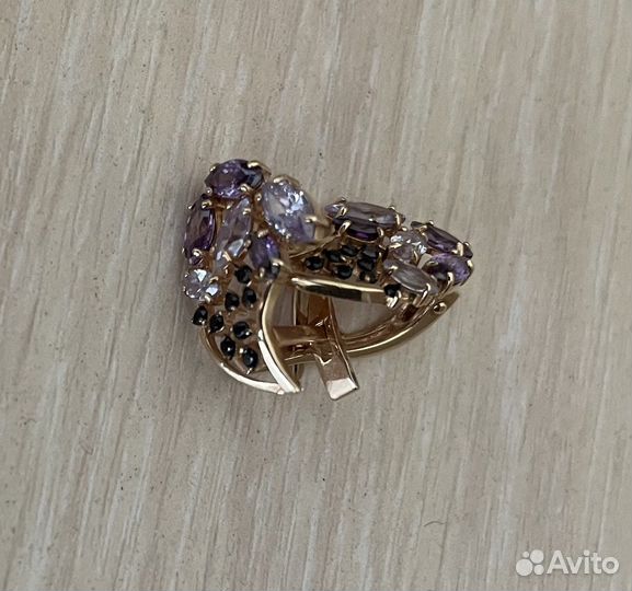 Серьги золотые с аметистами