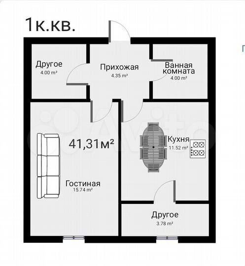 1-к. квартира, 38,6 м², 3/12 эт.