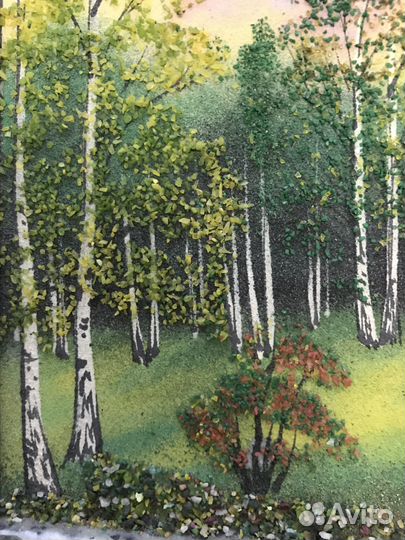 Картина из каменной крошки, рамка из нат. камня