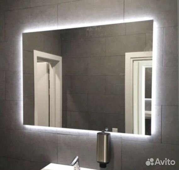 Прямоугольное «парящее» зеркало с LED подсветкой