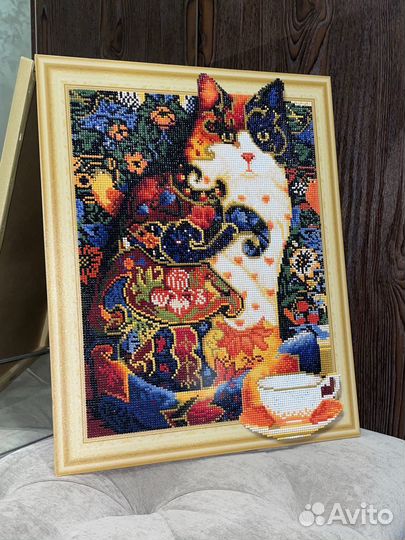 Картина из страз алмазная мозаика Кот 40*50